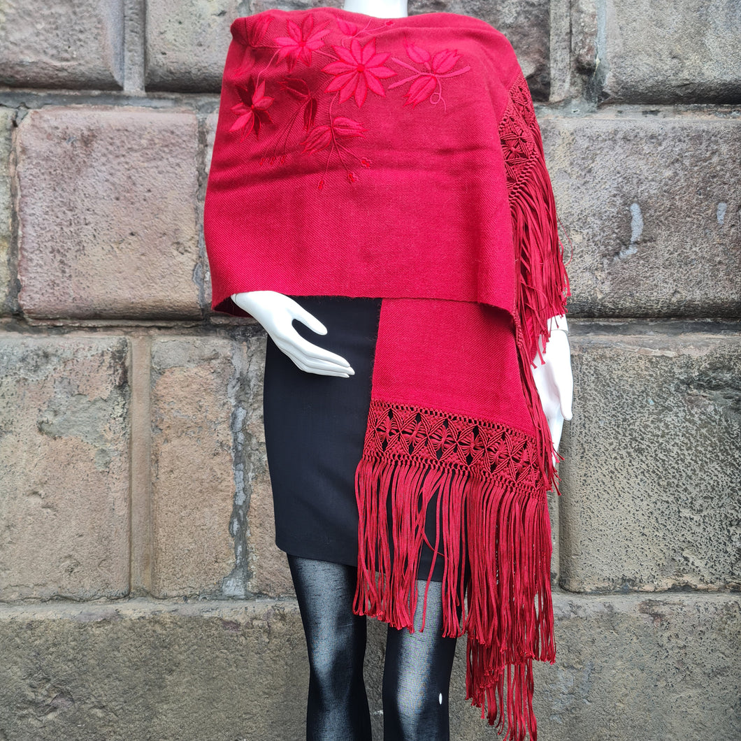 Red Alpaca Shawl 05